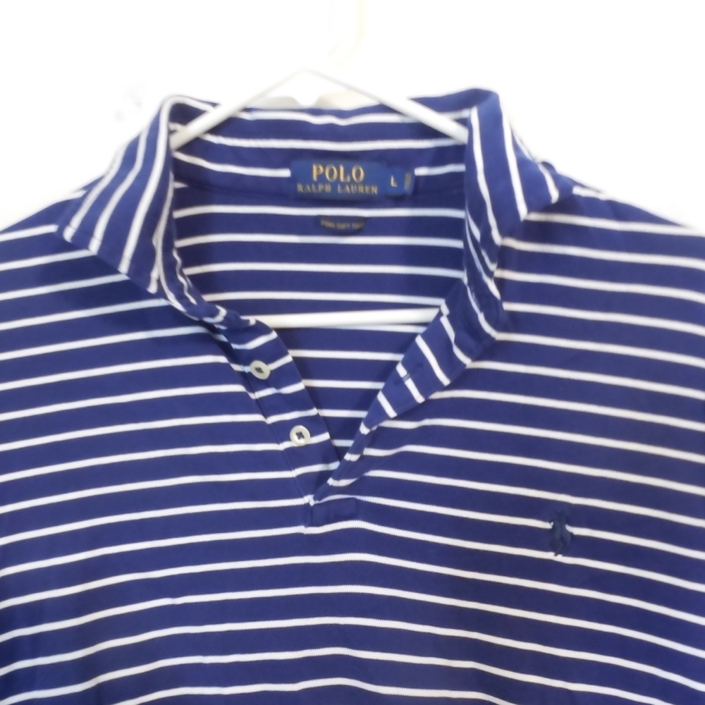 Ralph Lauren Polo Navy Blue & White Striped Large Men's Shirt - Picture 2 of 6